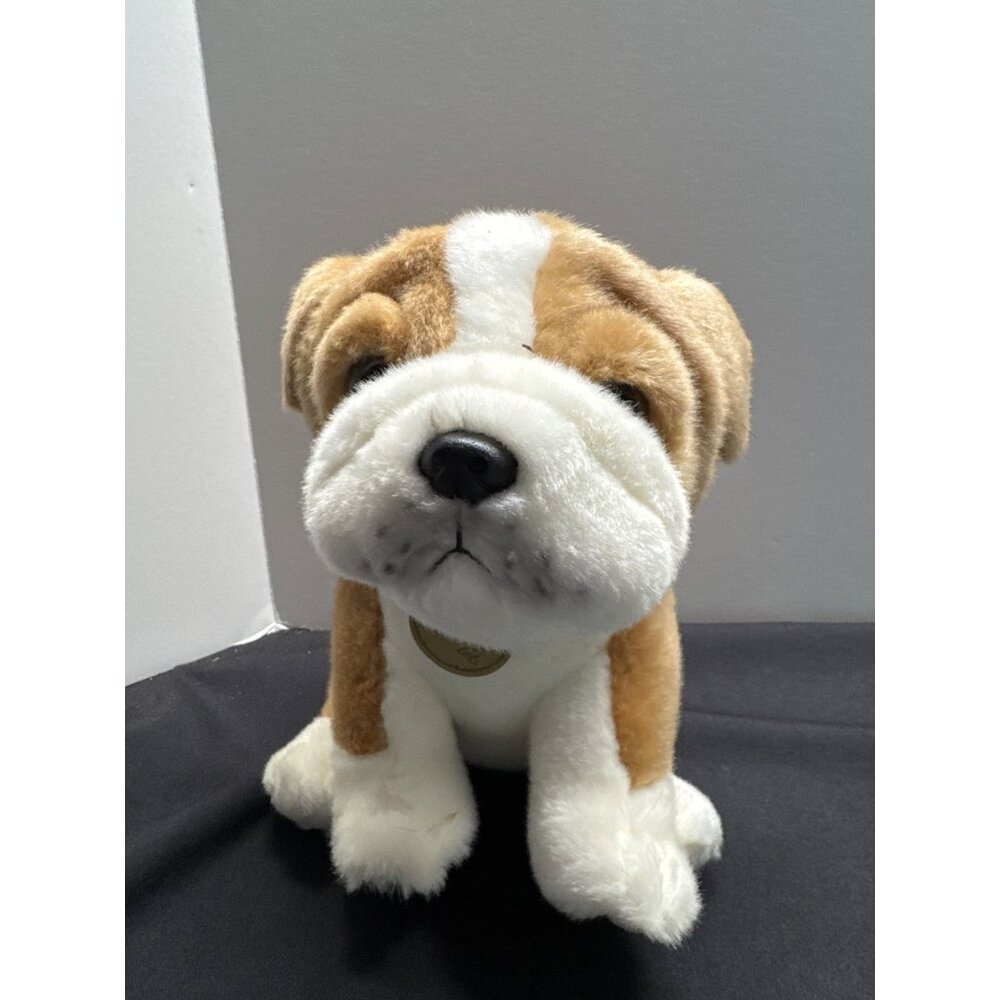 Miyoni by Aurora Soft Plush Bulldog Stuffed Animal Toy 8" Sitting Tan & White Ad